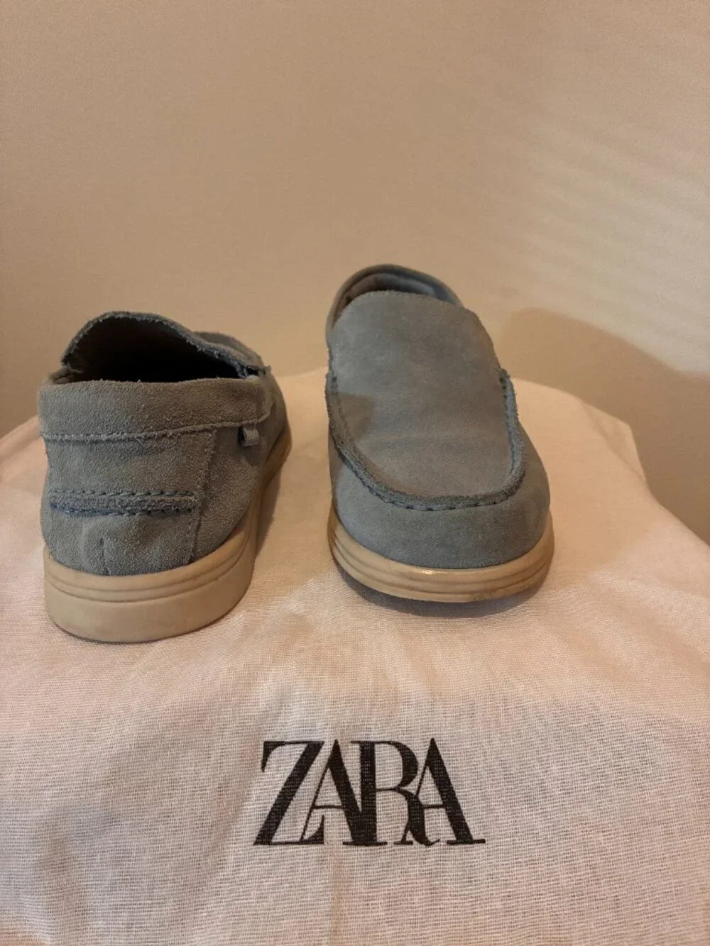 Zara Kids Blue Suede Slip On Loafers